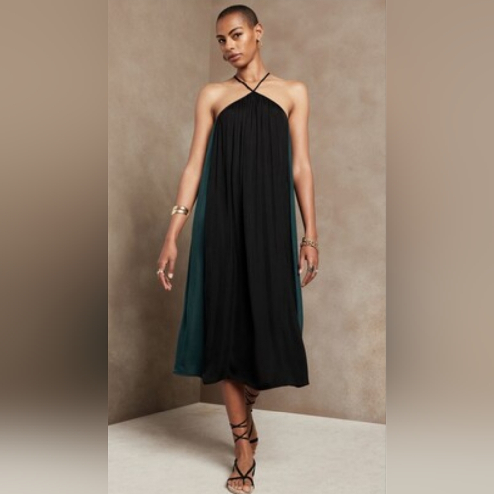 Black Halter Neck Sleeveless Midi Sundress